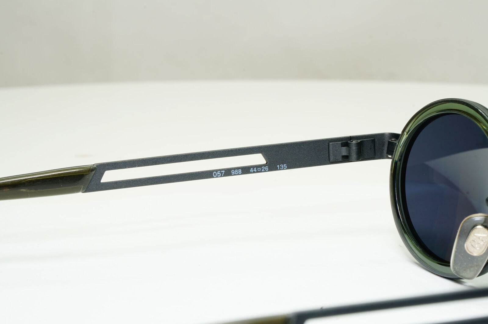 Emporio Armani Sunglasses 1997 Vintage Black Oval Grey Green Eagle 057-S 988