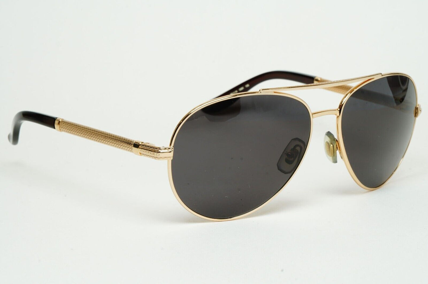 Chopard Sunglasses 23K Gold Plated Pilot Black Metal SCH 763 300K 58mm 120125