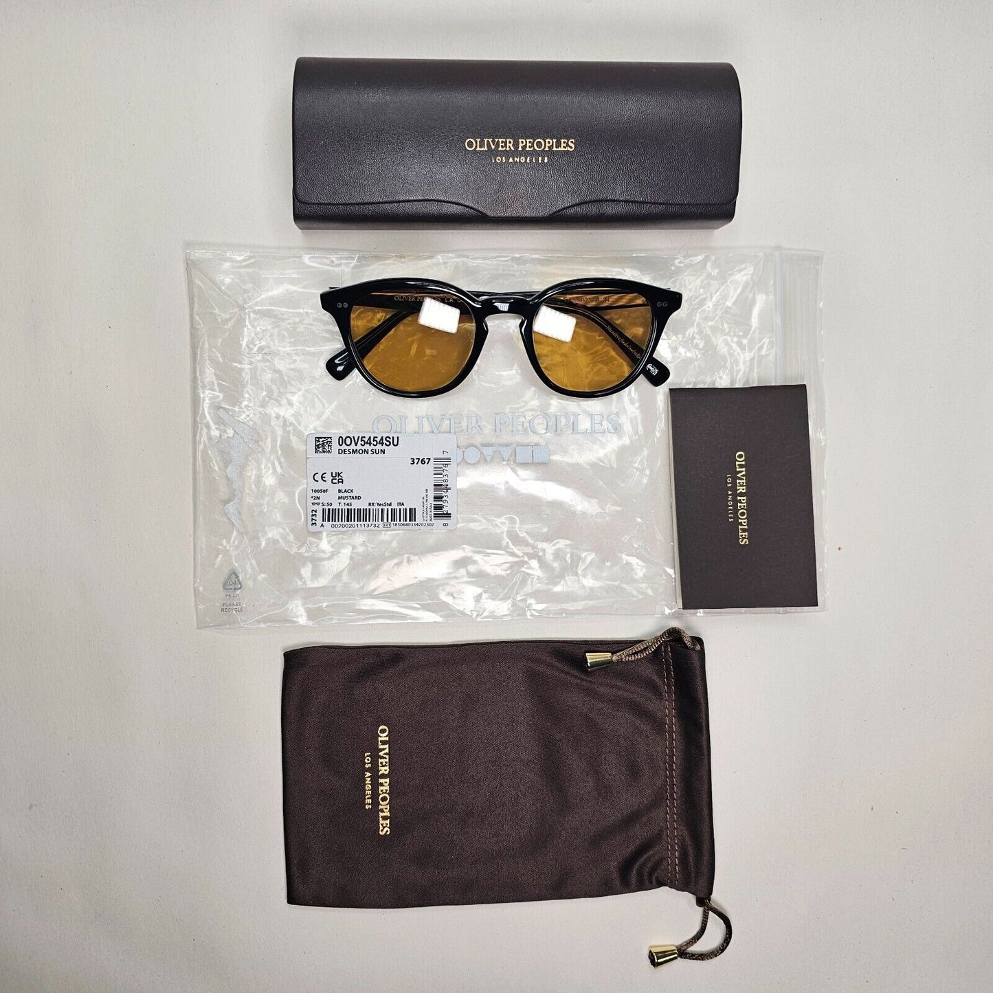 Oliver Peoples Desmon Sunglasses Black Yellow Mustard OV 5454SU 1005/0F 50mm