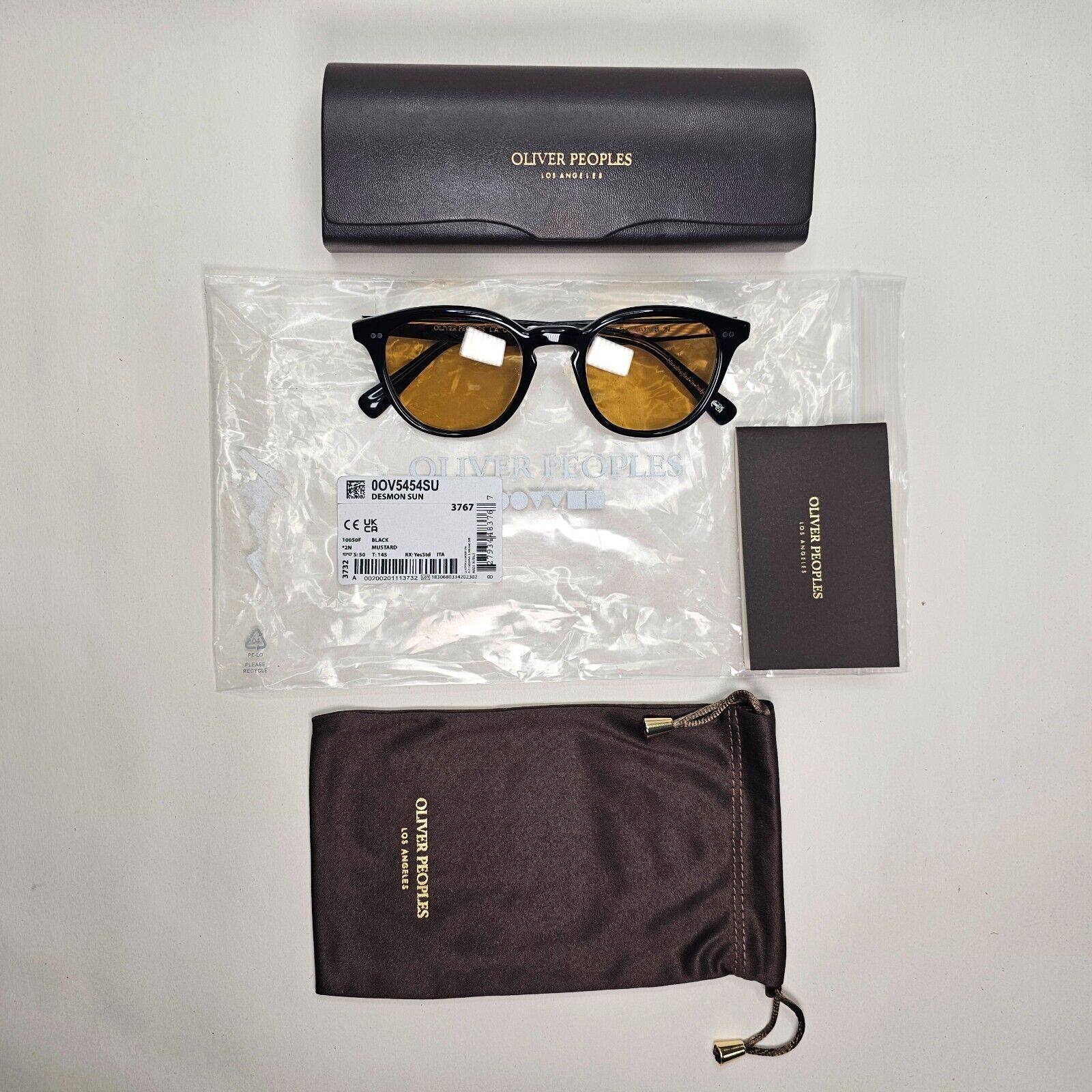 Oliver Peoples Desmon Sunglasses Black Yellow Mustard OV 5454SU 1005/0F 50mm