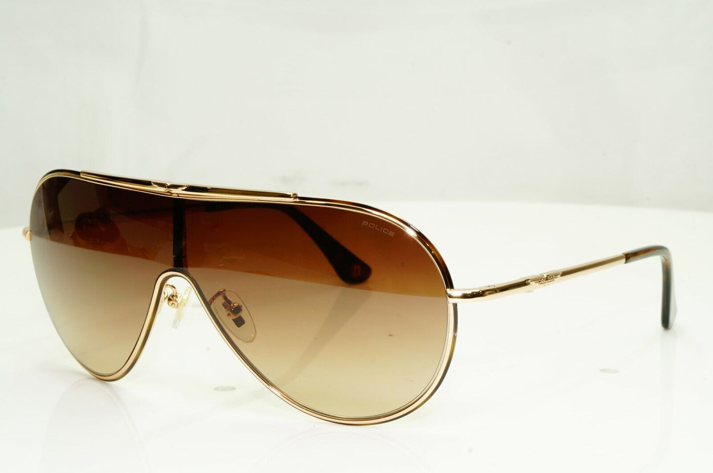 Police Gold Brown Gradient Shield Visor Ski Metal Sunglasses Mens SPL 964 0330