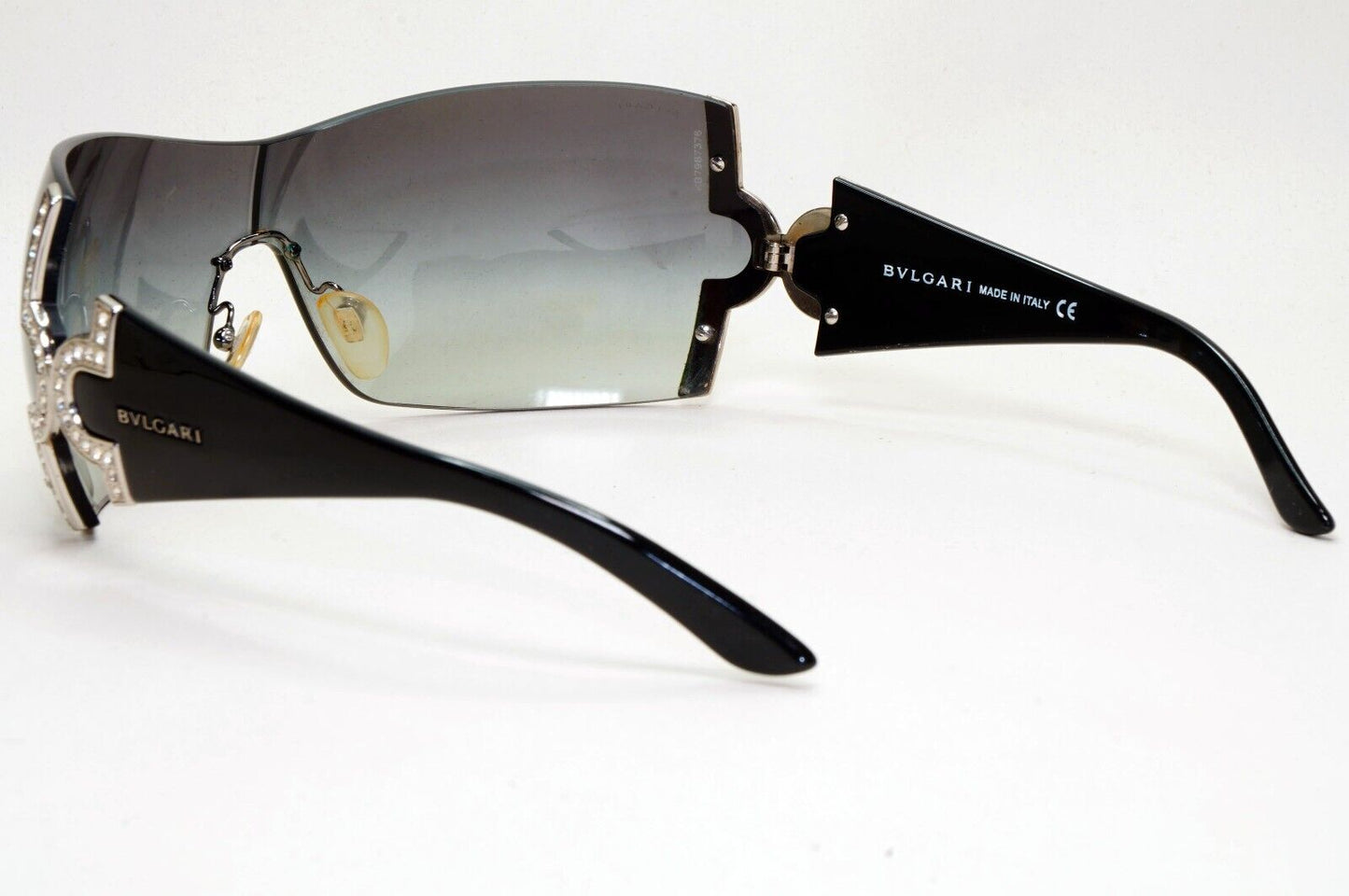 Bvlgari Sunglasses 2008 Vintage Large Shield Black Silver 651-B 939/8G 021124