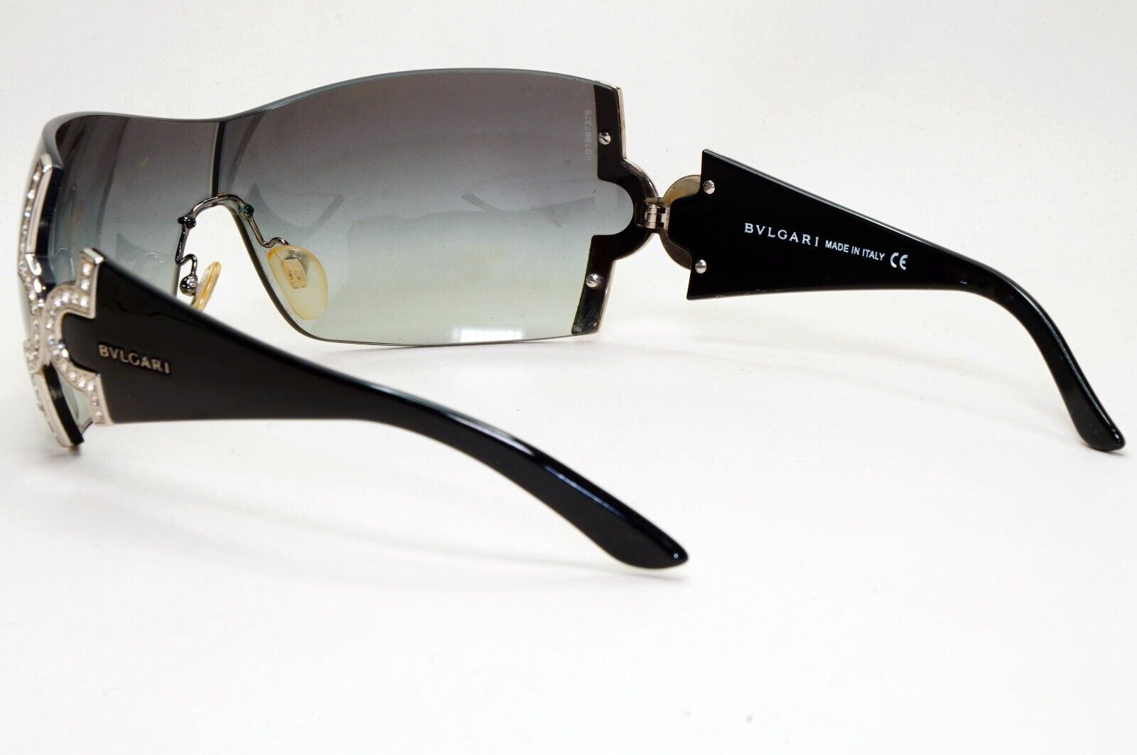 Bvlgari Sunglasses 2008 Vintage Large Shield Black Silver 651-B 939/8G 021124