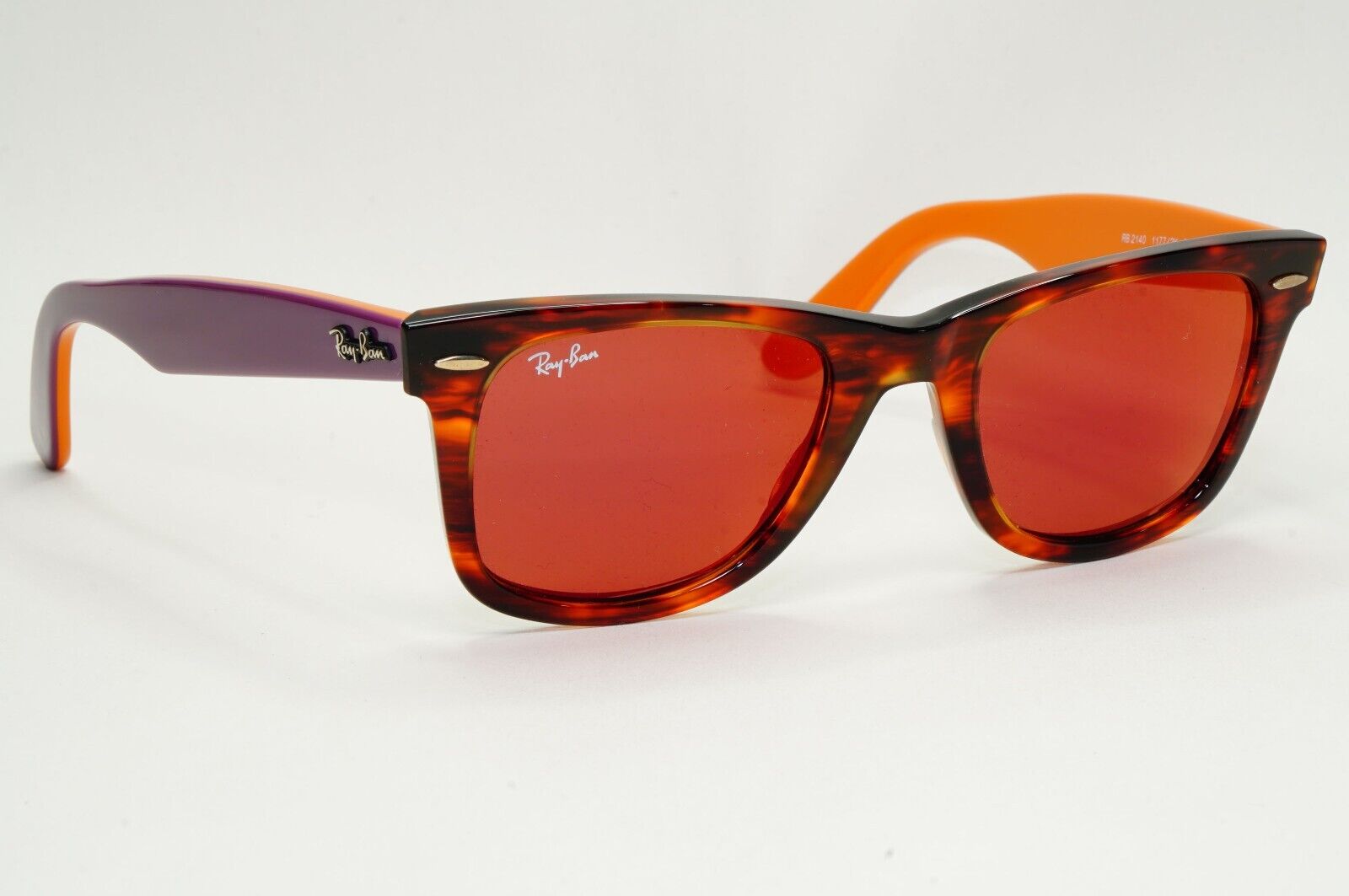 Ray-Ban Sunglasses Wayfarer Brown Havana Purple Dark Red Mirror RB 2140 1177/2K