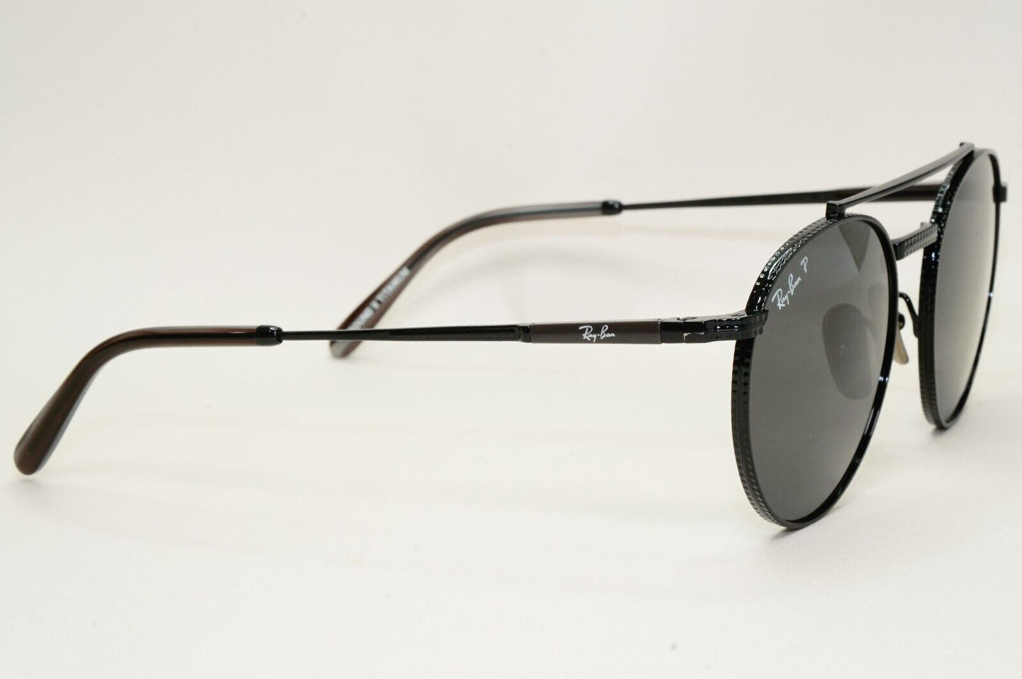 Ray-Ban Sunglasses Round II Titanium Polarised Black RB 8237 3141/K8 53mm