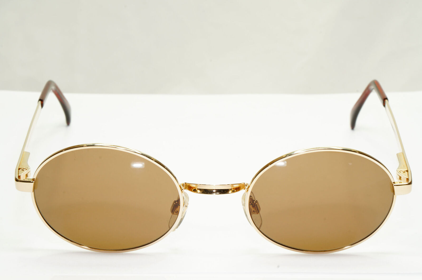 Emporio Armani Sunglasses 1997 Vintage Gold Brown Metal Oval 076 743 50mm C