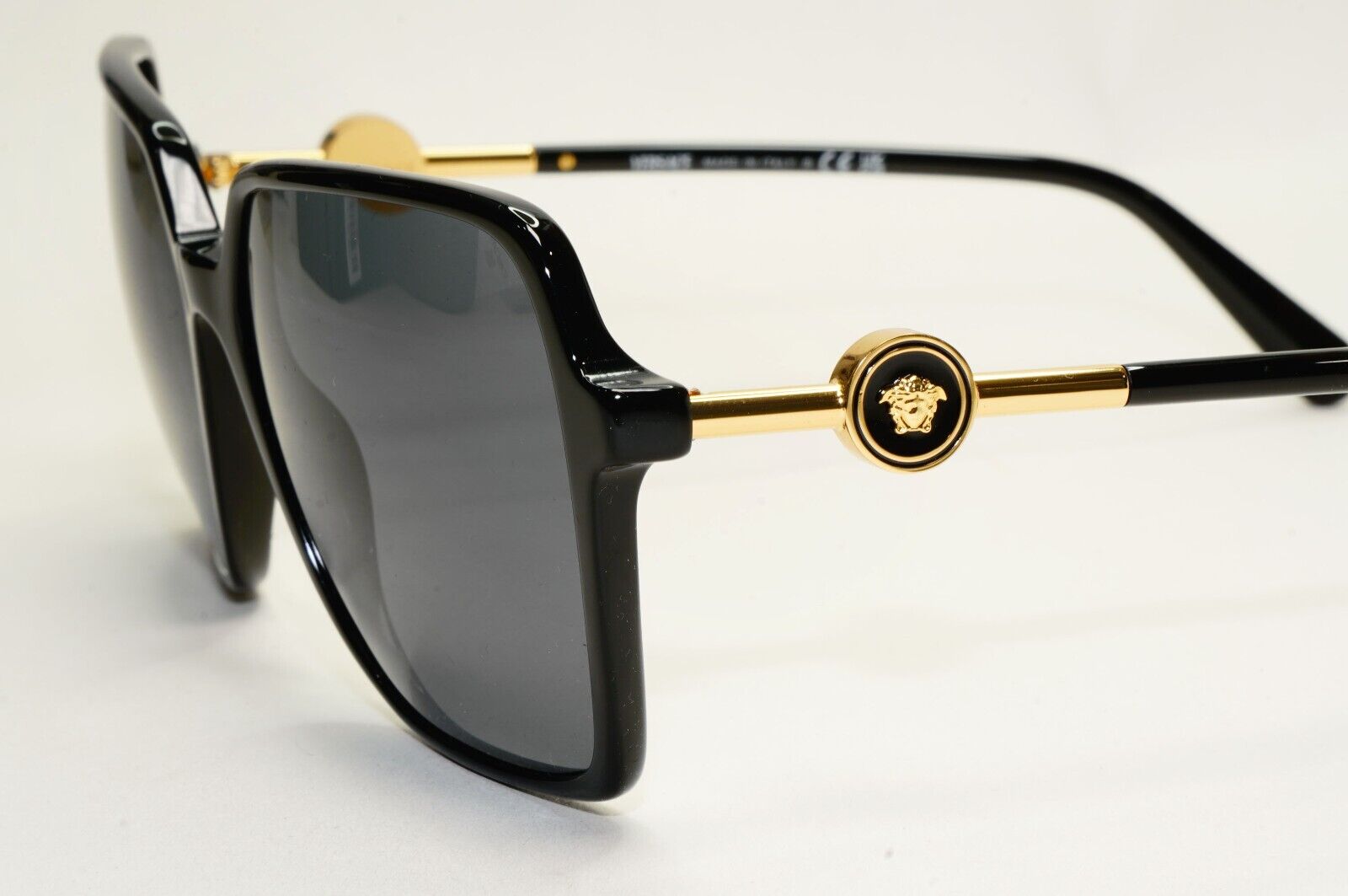 Versace Sunglasses Black Gold Medusa Square Dark Grey MOD VE 4396 GB1/87 58mm