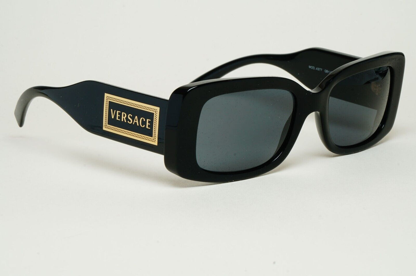 Versace Sunglasses Black Gold Square Dark Grey MOD VE 4377 GB1/87 52mm