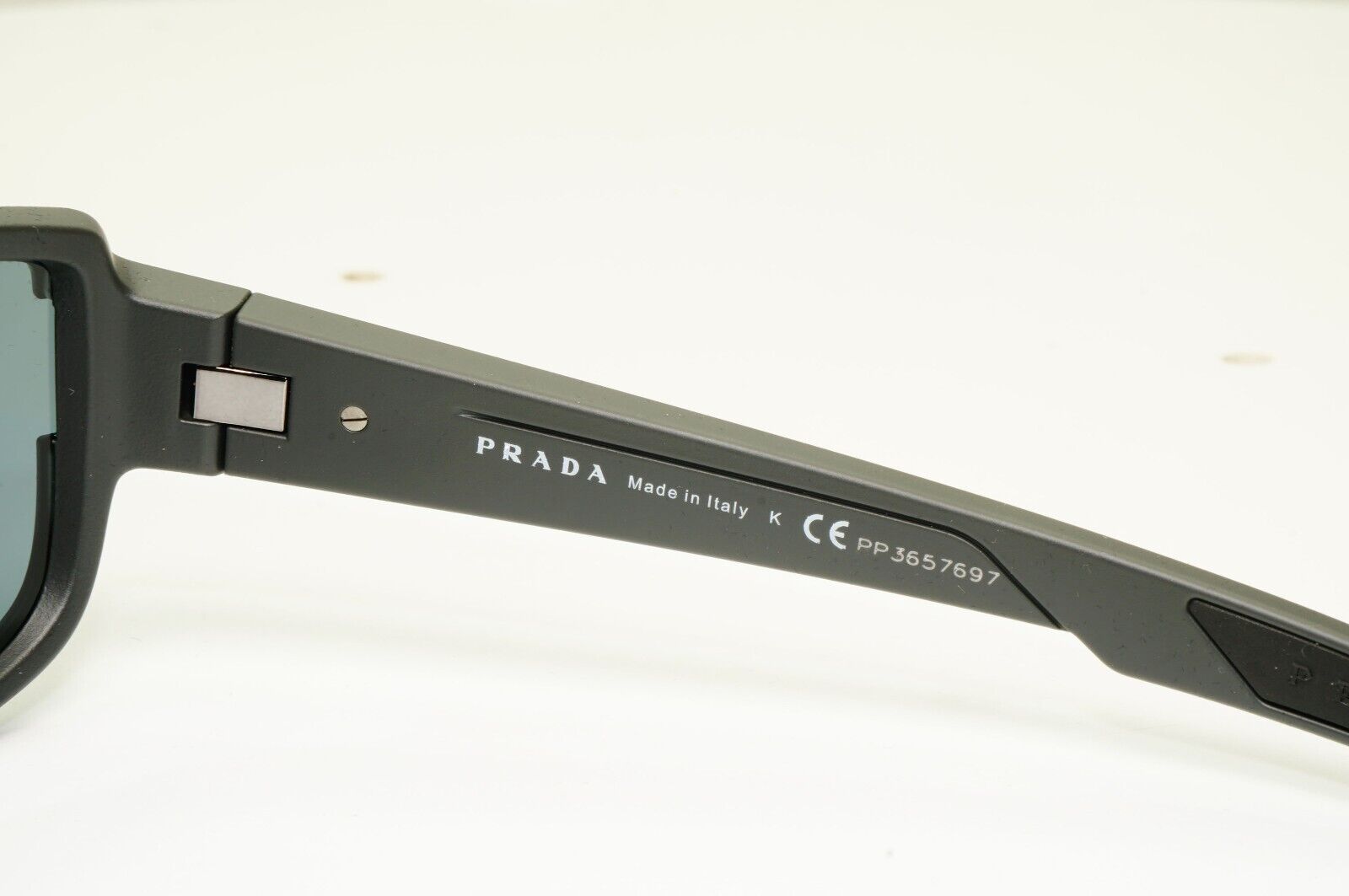 Prada Sunglasses Grey Mirror Red Stripe Rossa Rectangle SPS 03W UFK-07G PS03WS