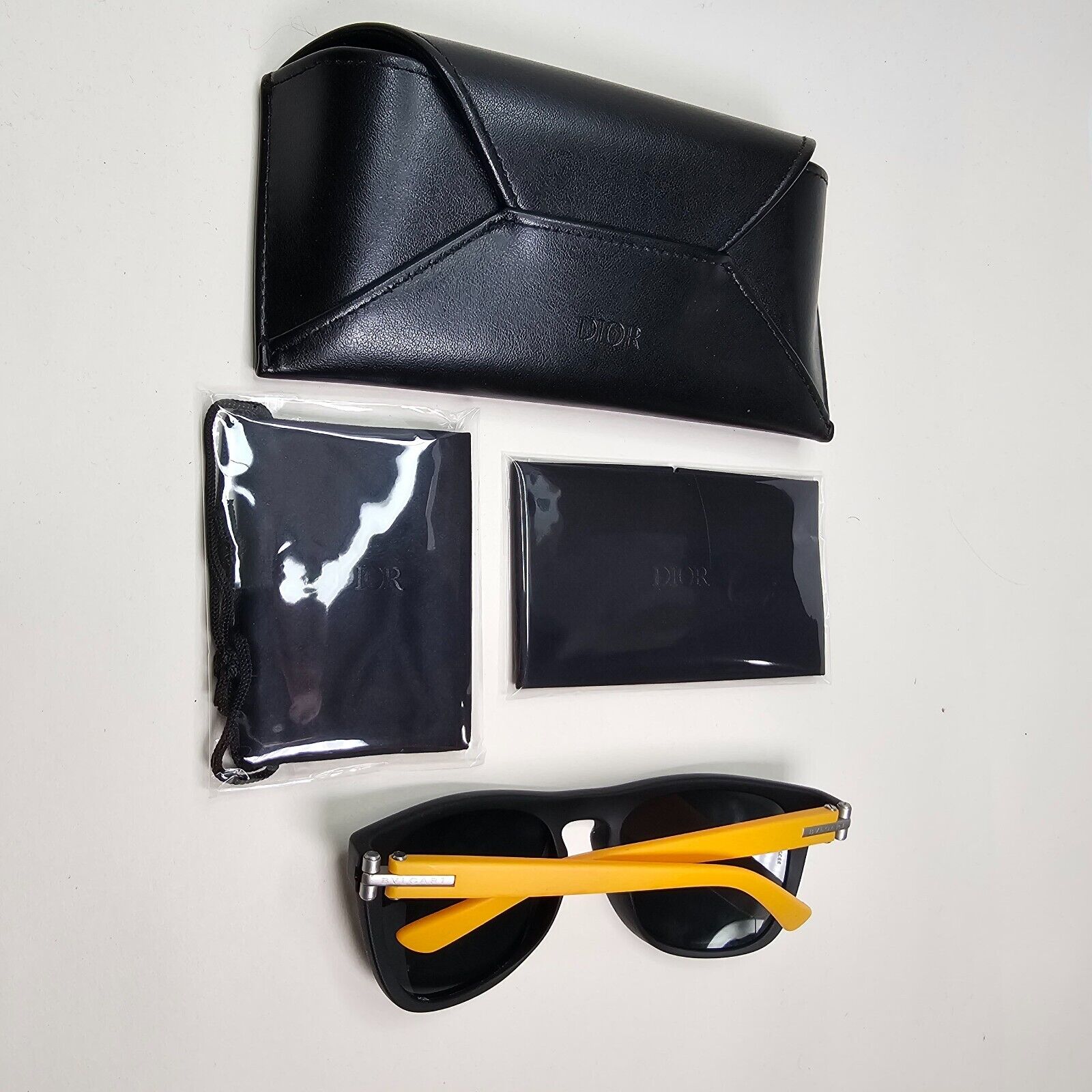 Bvlgari Sunglasses Rubber Black Yellow Grey Square BV 7020 1008/87 56mm 081024
