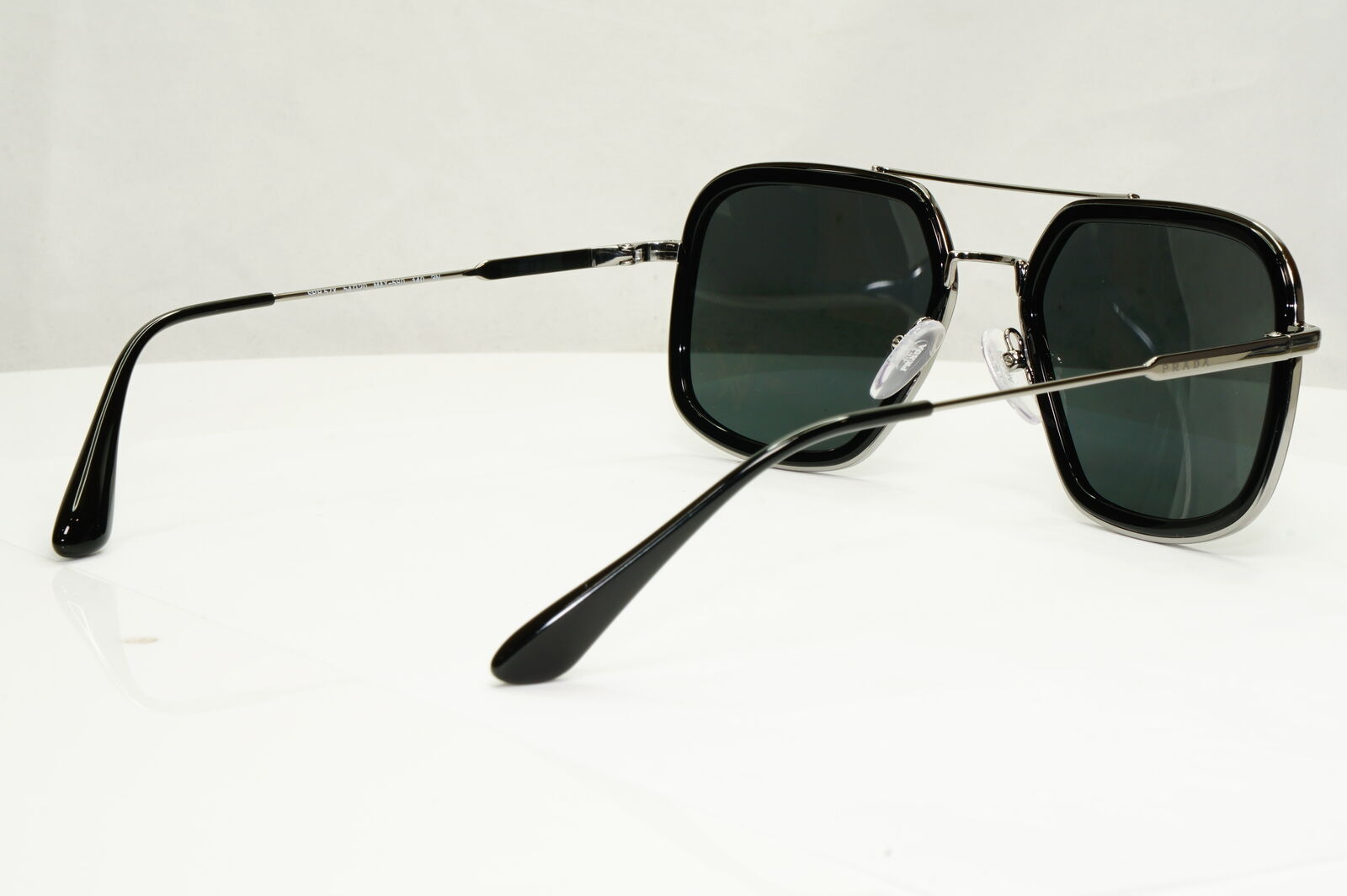 Prada Black Square Sunglasses Silver Pilot Metal PR57XS SPR 57X M4Y-5S0