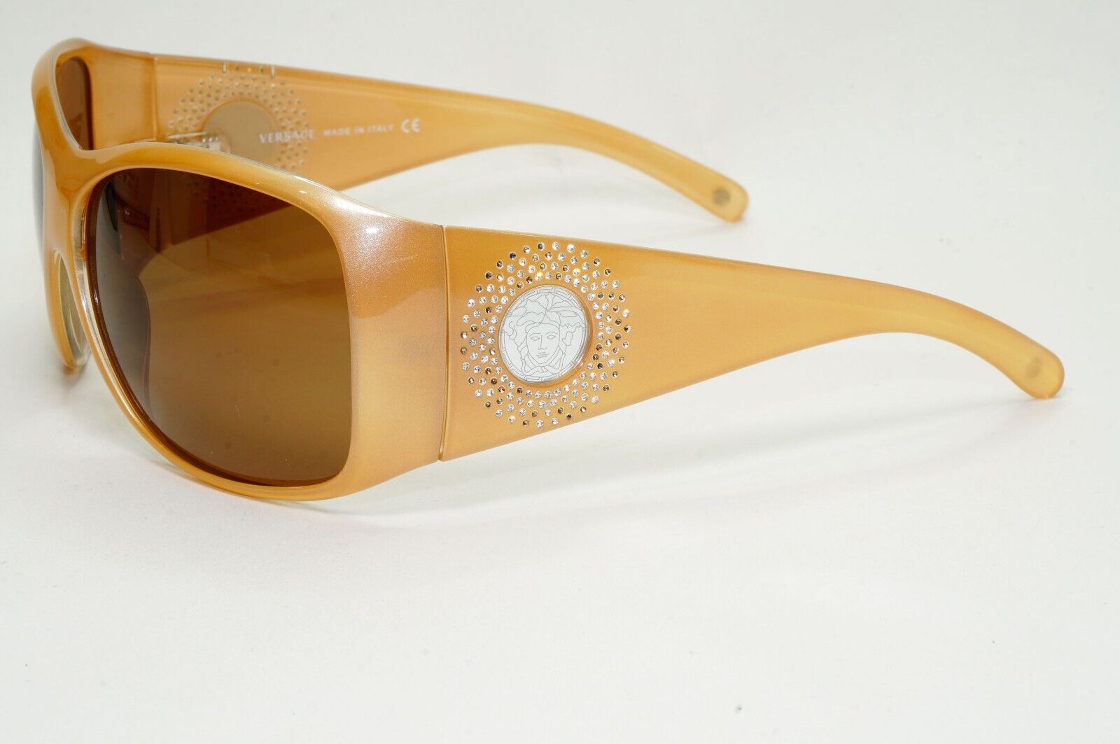 Versace Sunglasses 2008 Brown Beige Medusa Crystals MOD 4133-B 726/13 021124