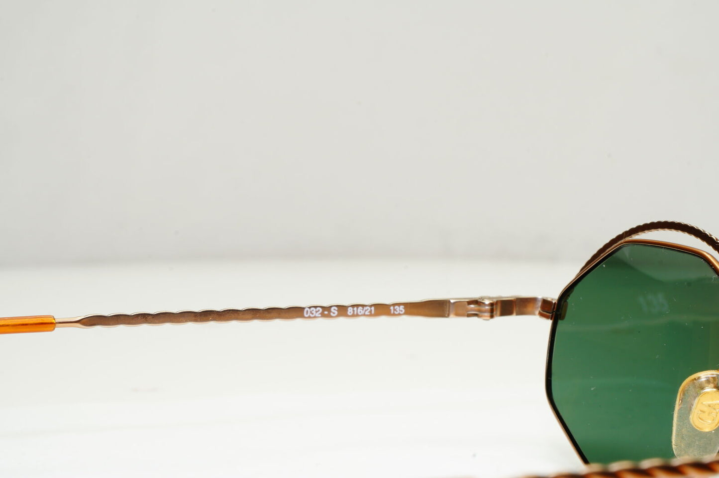Emporio Armani Sunglasses 1997 Vintage Hexagonal Braid Gold Green 032-S 816/21