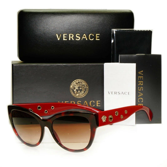 Versace Burgundy Brown Sunglasses Womens Gold Medusa 4314 5184/13 Dark Red