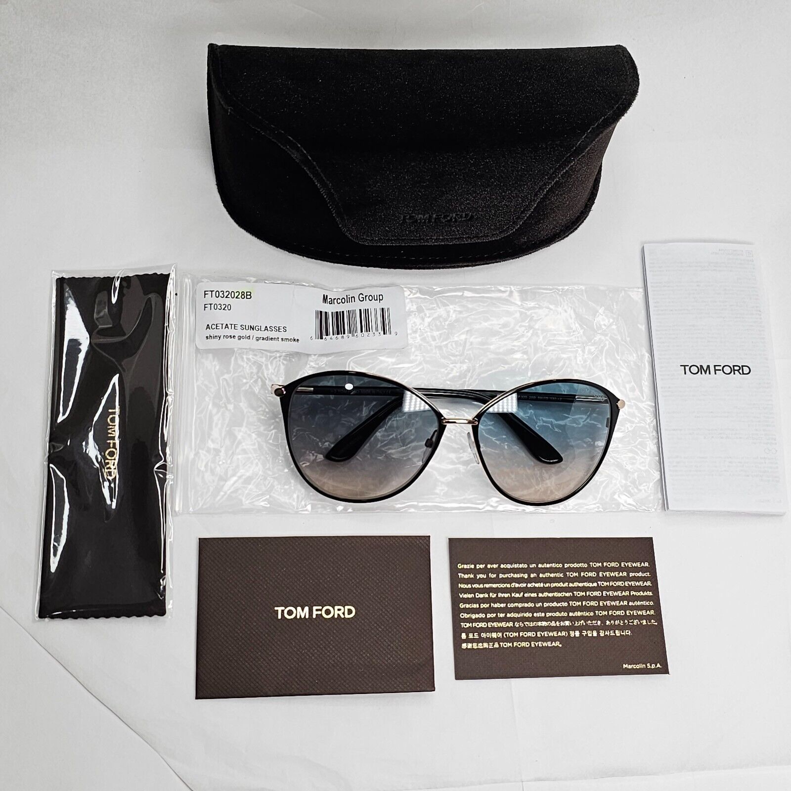 Tom Ford Sunglasses Penelope Black Gold Teal Blue Grey FT0320 TF 320 28B [B]