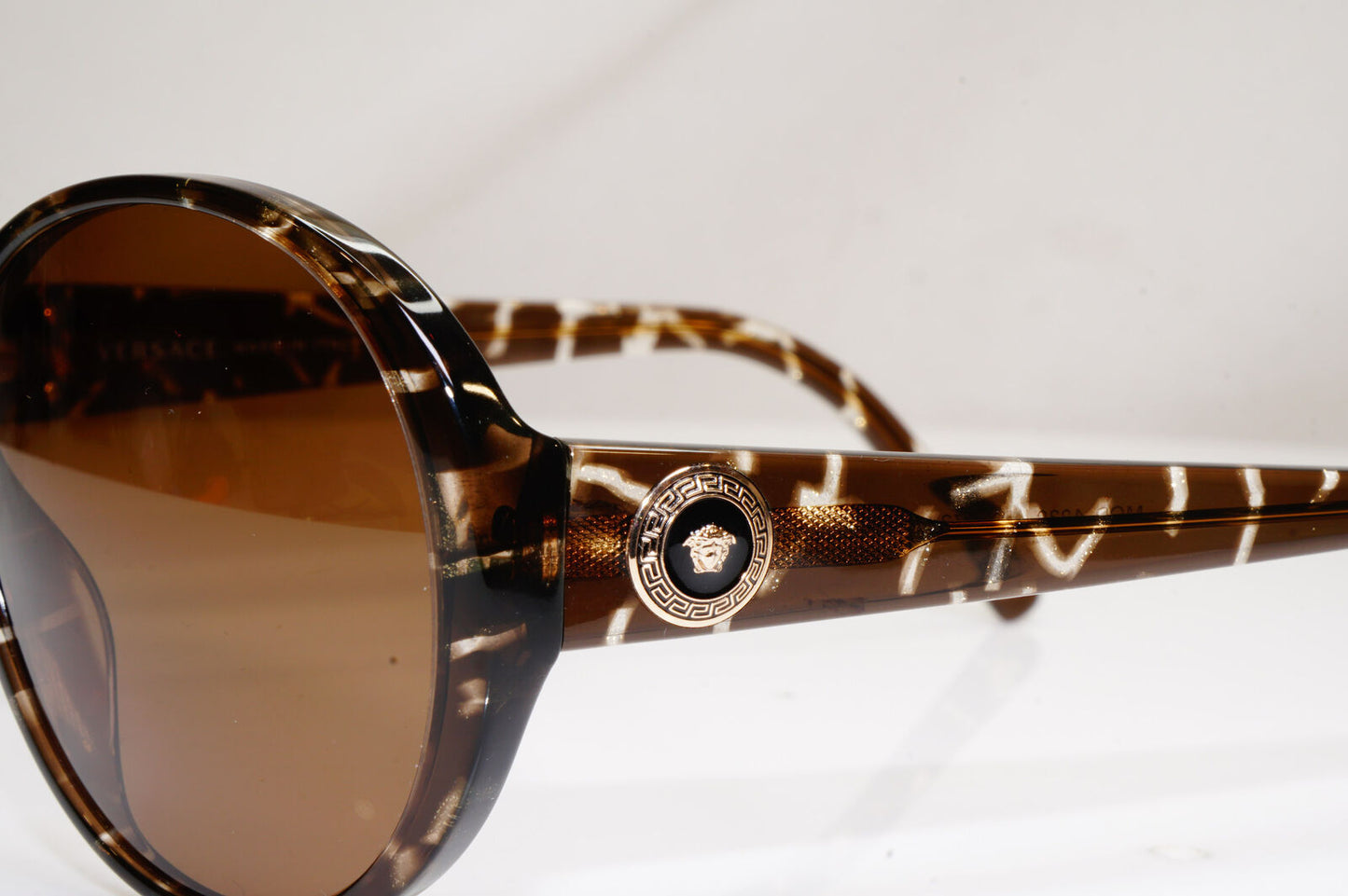 Versace Brown Marble Sunglasses Gold Medusa Womens Oversized 4239 969/73 29427