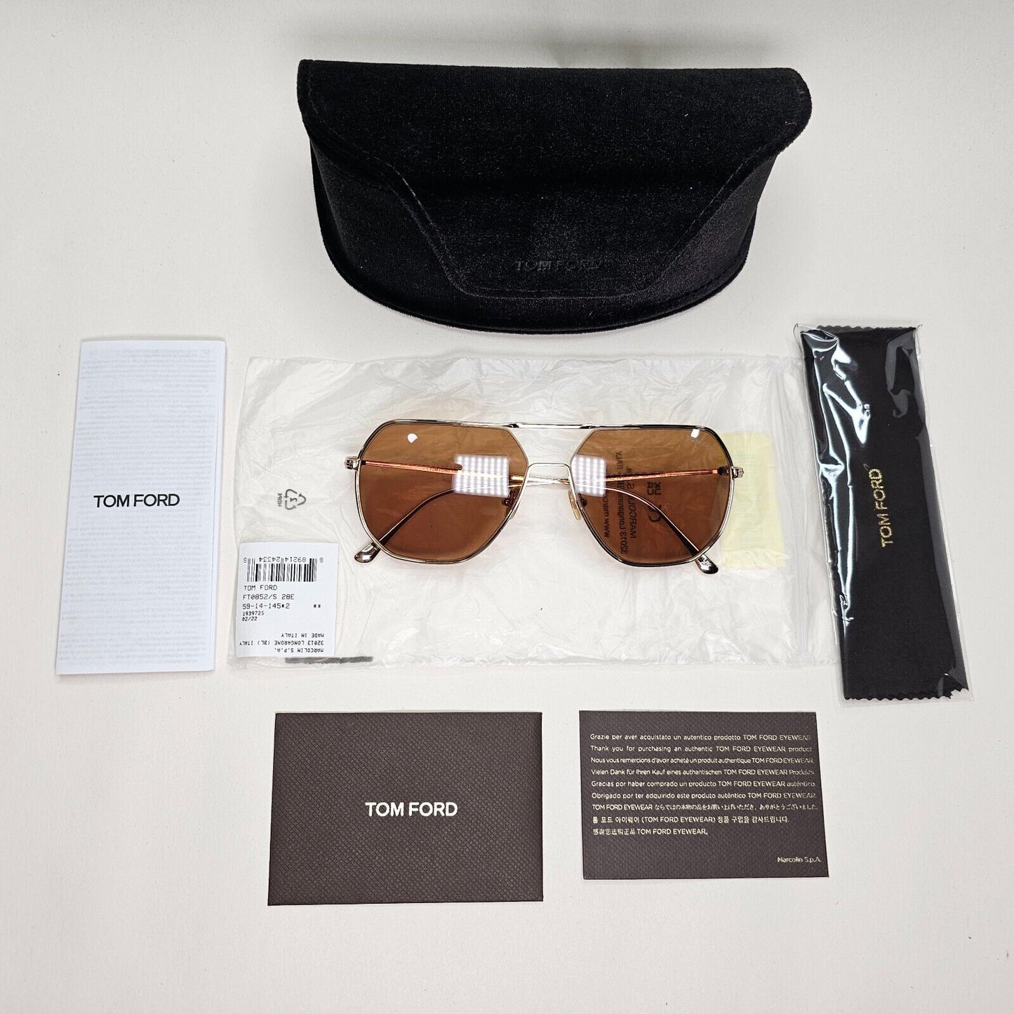 Tom Ford Sunglasses Gilles-02 Gold Brown Metal Navigator Pilot FT0852 TF 852 28E
