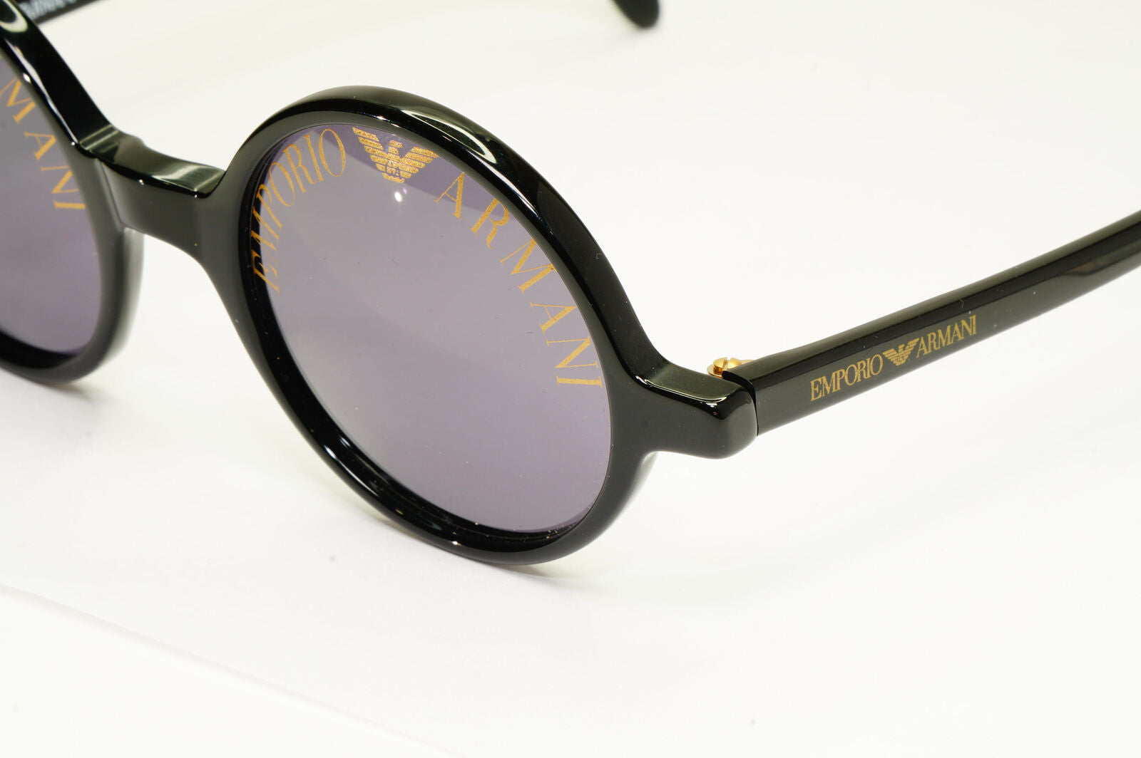 Emporio Armani 1997 Vintage Sunglasses Round Lens Logo Print Black 523-S 020