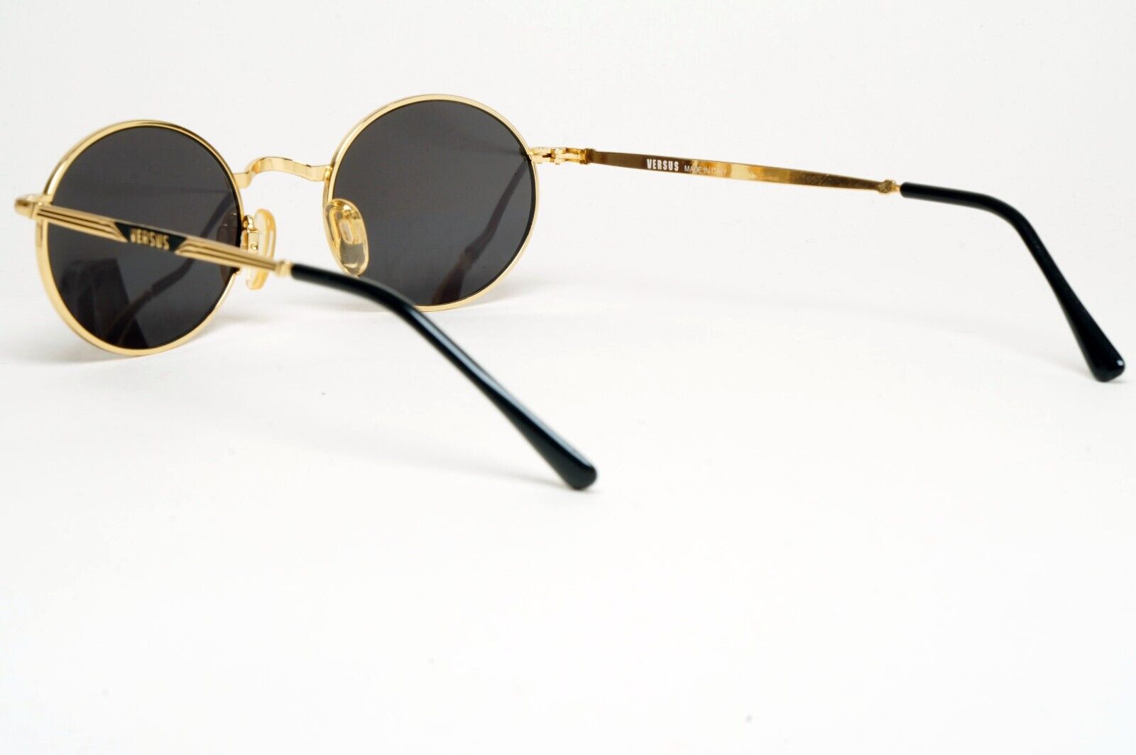 Versus Sunglasses 1996 by Gianni Versace Vintage Round Black MOD E74 COL 59M