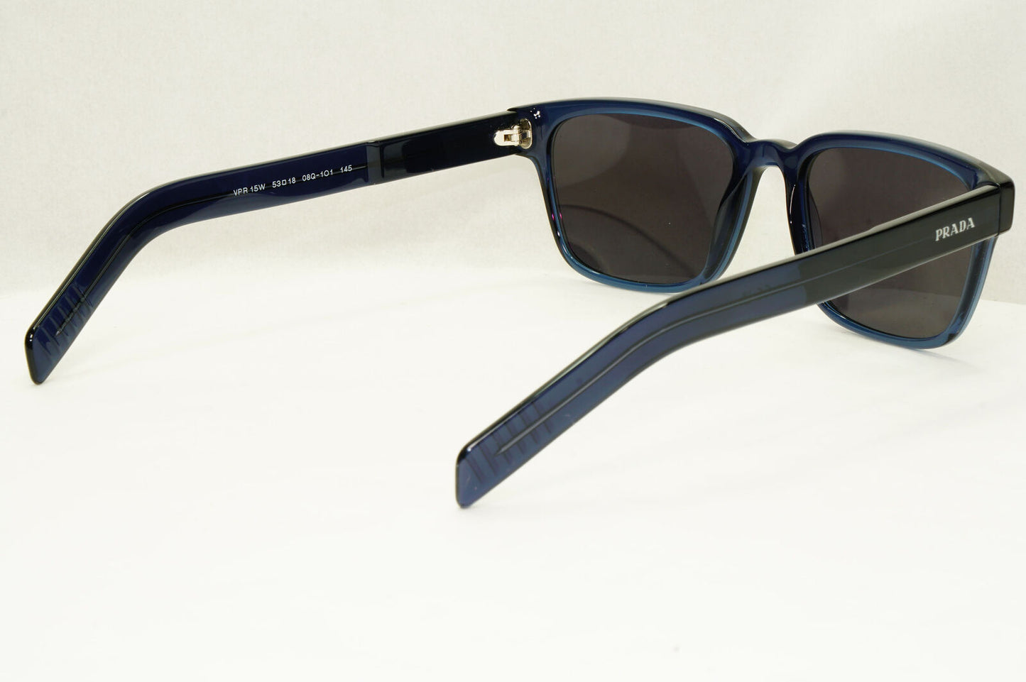 Prada Sunglasses Dark Blue Transparent Black Square PR15WV VPR 15W 08Q-1O1 53mm