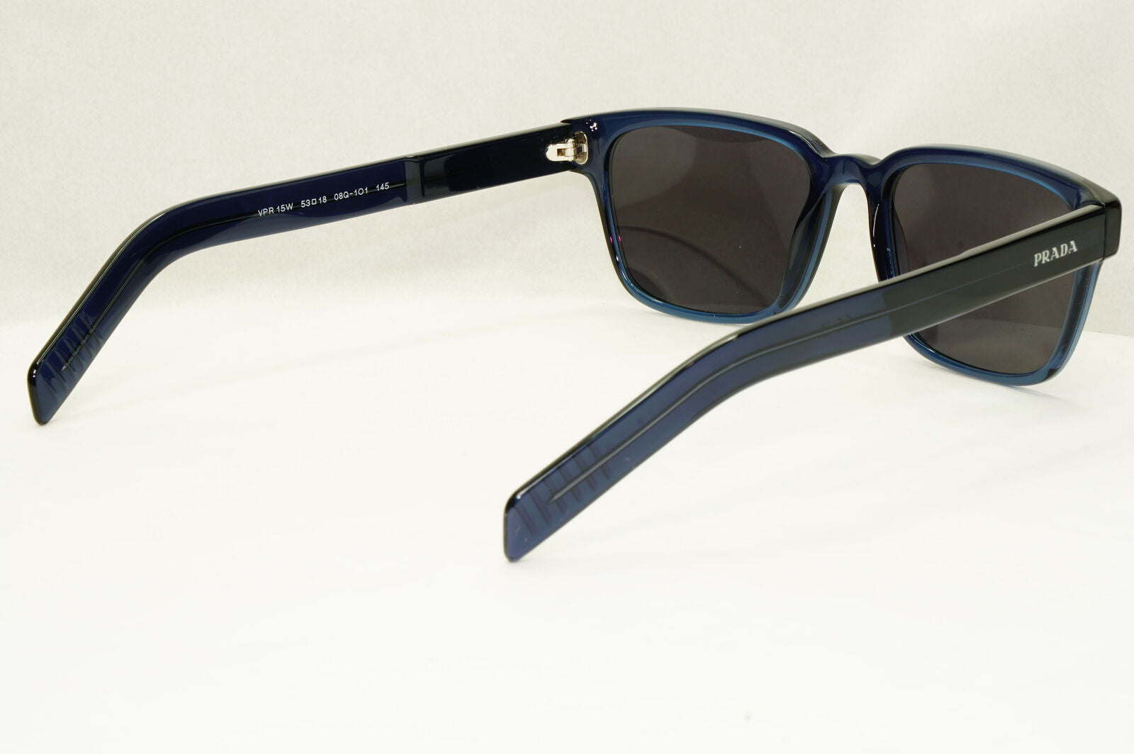 Prada Sunglasses Dark Blue Transparent Black Square PR15WV VPR 15W 08Q-1O1 53mm