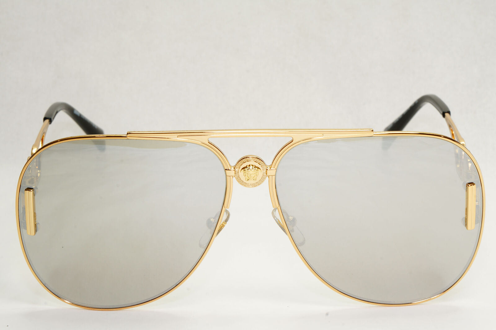 Versace Sunglasses Gold Silver Mirror Medusa Metal Pilot MOD VE 2255 1002/6G