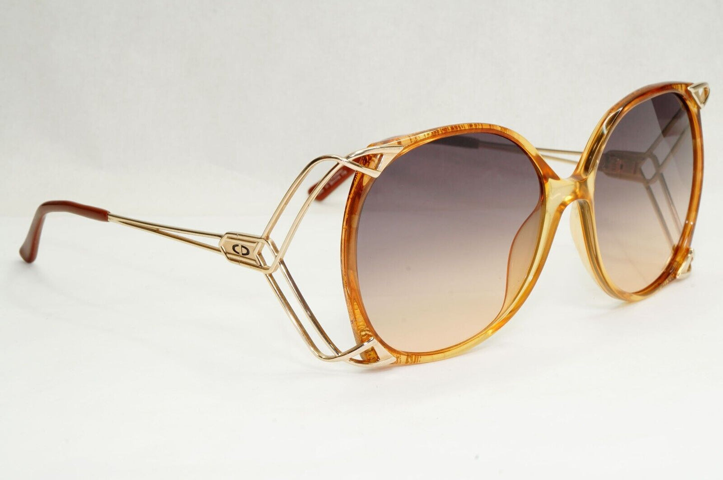 Dior Sunglasses 1990s Vintage Germany Gold Brown Grey Square 2543 11 55mm 270324