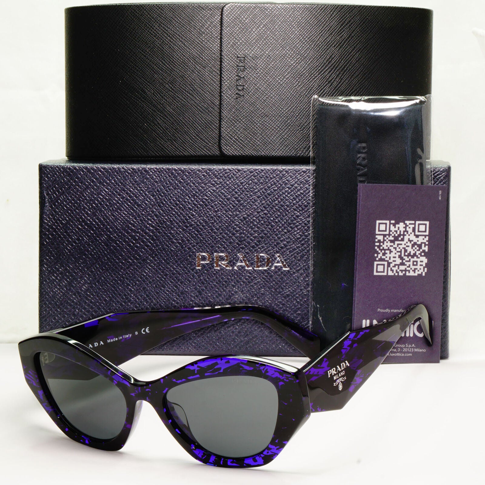 Prada Symbole Marble Sunglasses Black Violet Square PR07YSF SPR 07Y F 05V-5S0