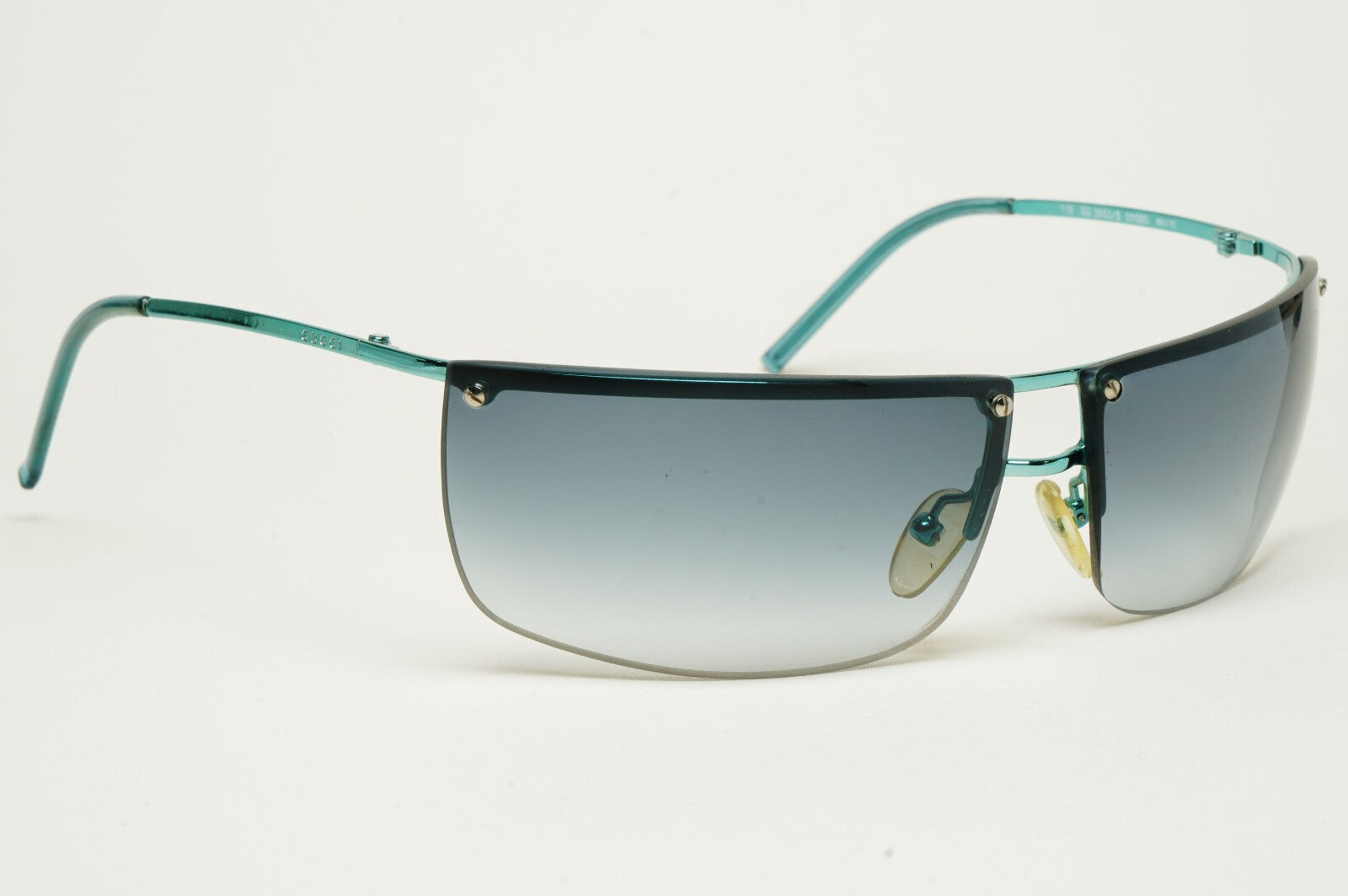 Gucci Sunglasses 2003 Vintage Wrap Teal Blue Rimless GG 2653/S 000BD 070325