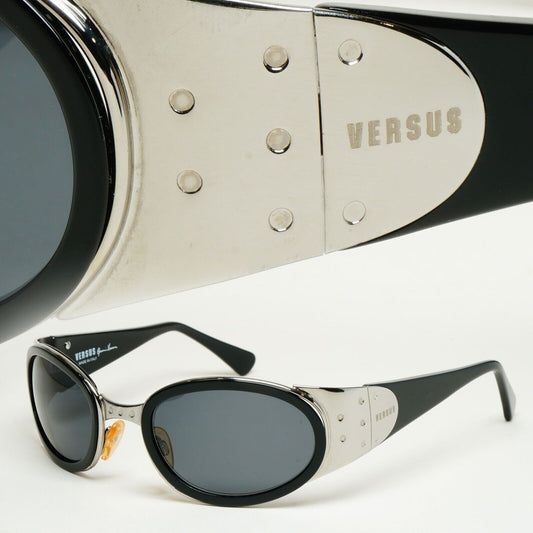 Versus Sunglasses 1996 by Gianni Versace Vintage Black Silver MOD R50 COL 76M