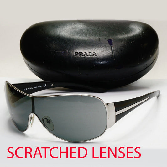 Prada Sunglasses 2006 Vintage Silver Black Shield PR52HS SPR 52H 1BC-1A1 281024