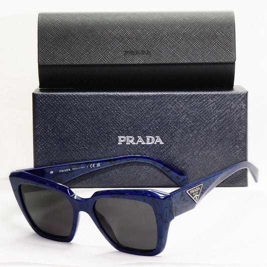 Prada Sunglasses Blue Black Triangle Symbole Marble PR09ZV VPR 09Z 18D-1O1 51mm