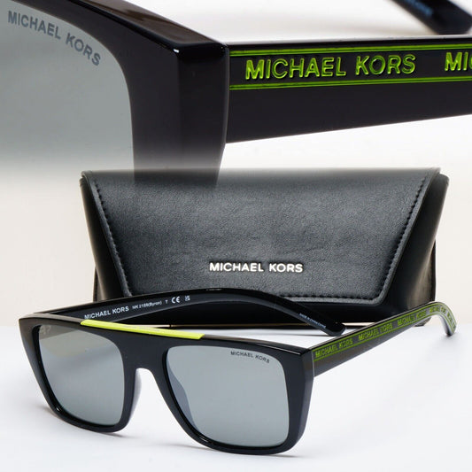 Michael Kors Sunglasses Black Square Grey Gunmetal Mirror MK 2159 Byron 3705/6G