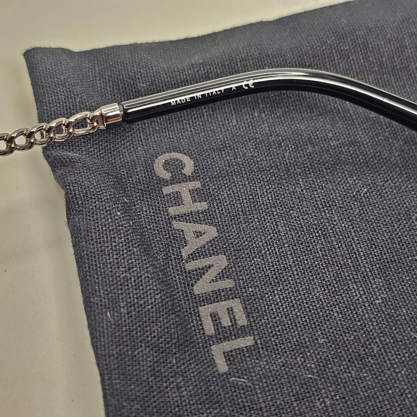 Chanel Sunglasses Chain Round Rimless Metal Gunmetal Grey CH 4245 c.108/S4