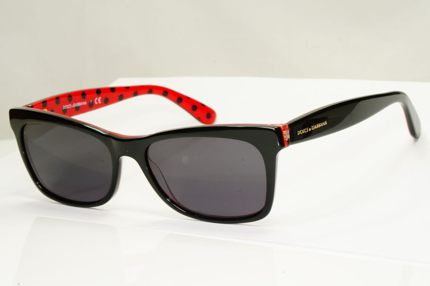 Dolce & Gabbana Black Sunglasses Red Polka Dot Square DG 3199 2871 250123