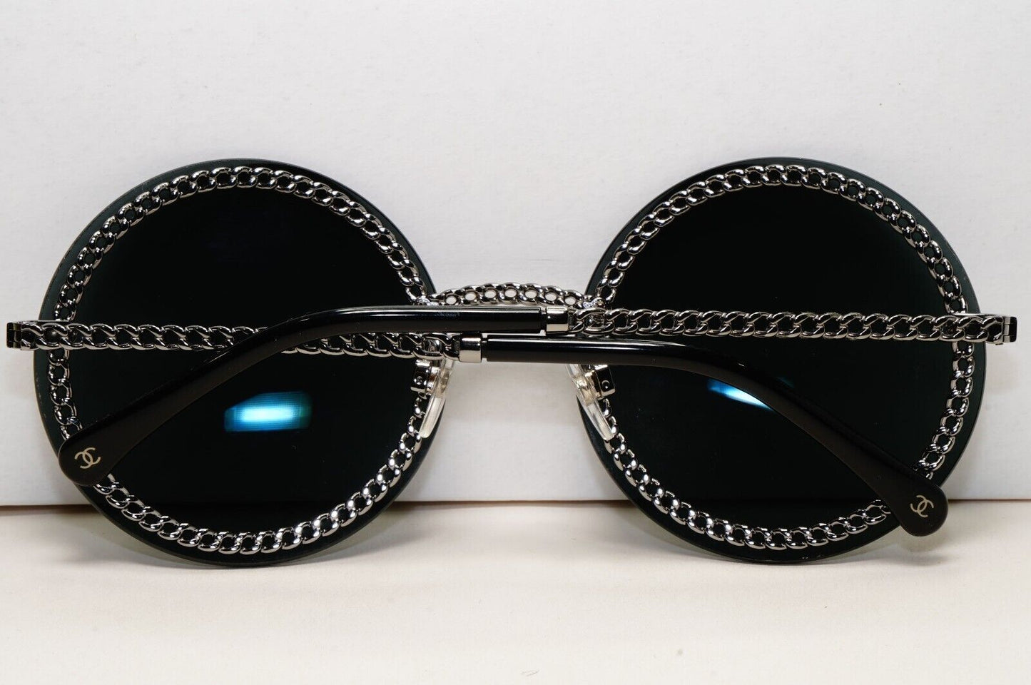 Chanel Sunglasses Chain Round Rimless Metal Gunmetal Grey CH 4245 c.108/S4