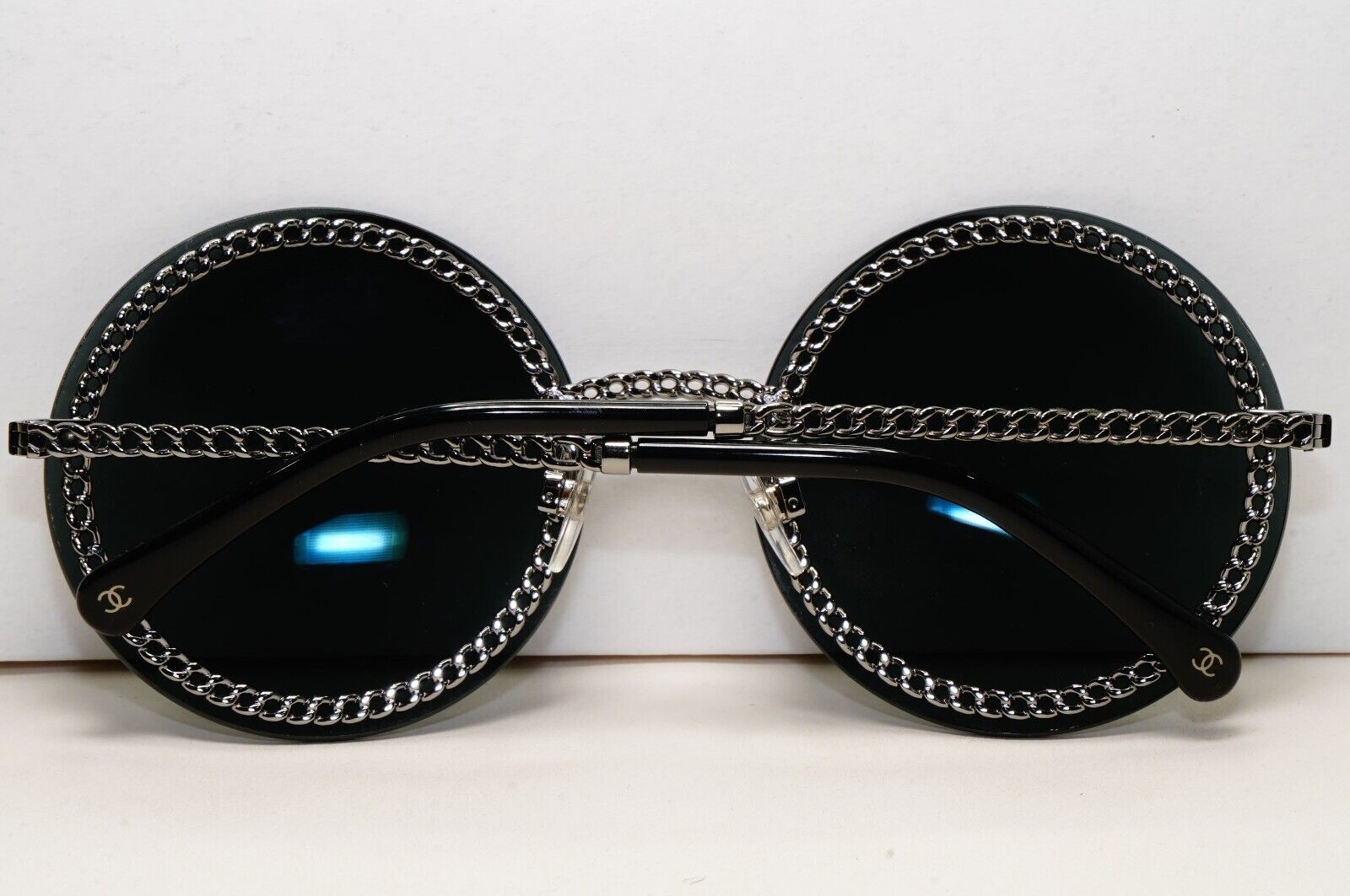 Chanel Sunglasses Chain Round Rimless Metal Gunmetal Grey CH 4245 c.108/S4