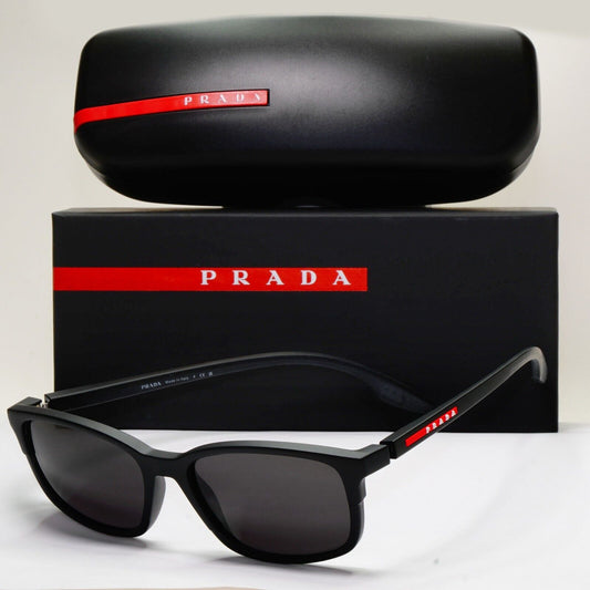Prada Sunglasses Black Matte Rubber Square PS01PV VPS 01P DG0-1O1 54mm