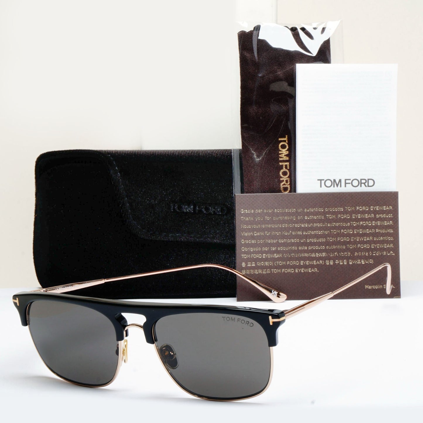 Tom Ford Sunglasses Lee Black Gold Grey Square Navigator FT0830 TF 830 01A 56mm