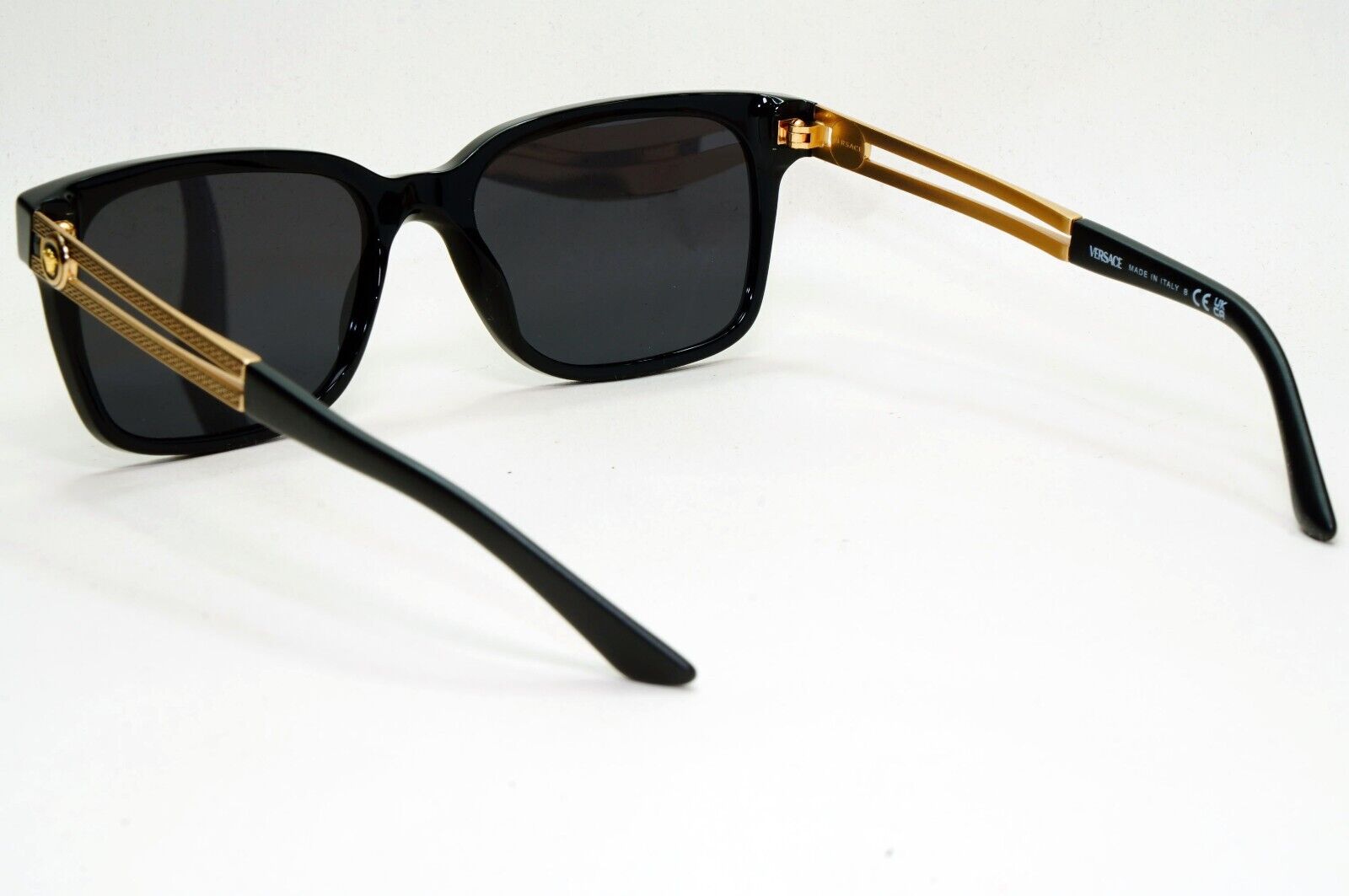 Versace Sunglasses Black Square Gold Medusa Meander MOD VE 3218 GB1 53mm