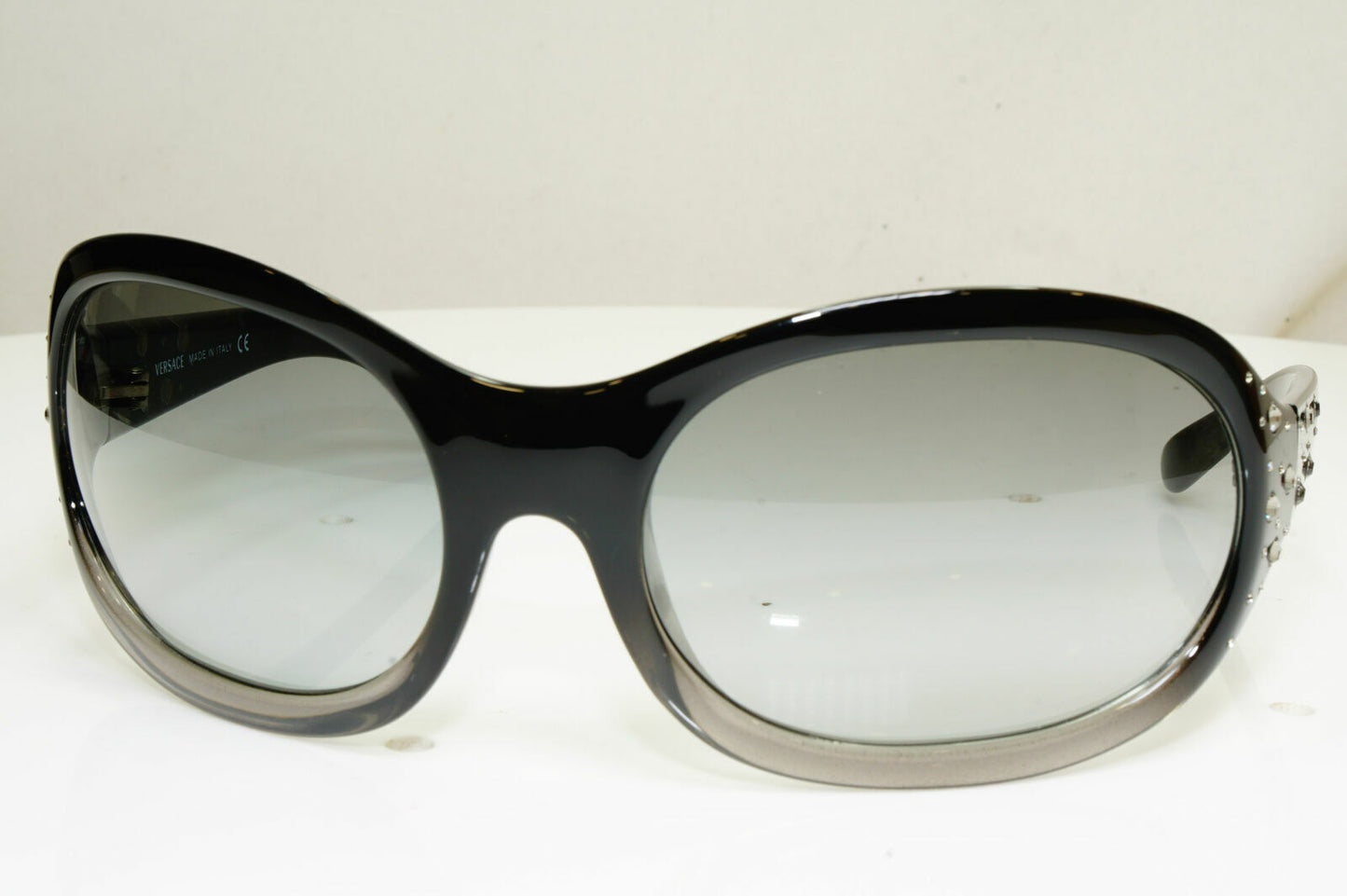 Versace Crystal Gem Black Grey Sunglasses Wrap Womens Designer 4063 528/11 29791