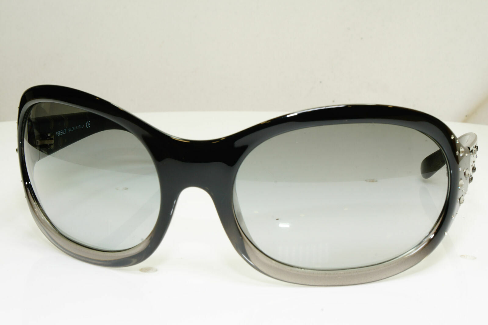 Versace Crystal Gem Black Grey Sunglasses Wrap Womens Designer 4063 528/11 29791
