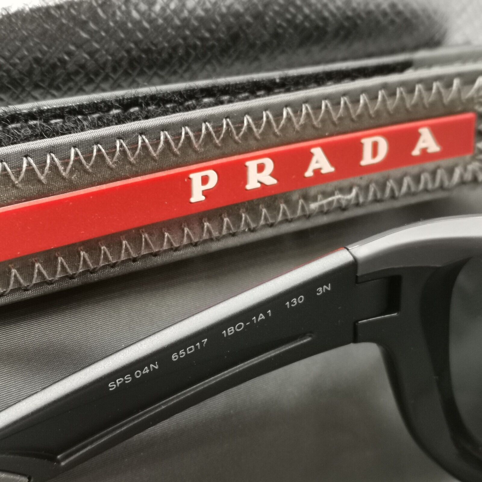 Prada Sunglasses Black Wrap Linea Rossa Red Stripe PS04NS SPS 04N 1BO-1A1 65mm