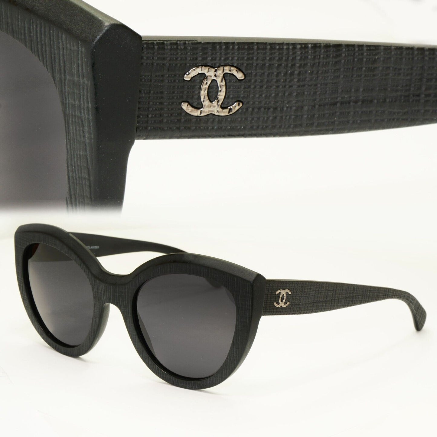 Chanel Sunglasses Matte Black Square Tweed Pattern 5331 c.501/S8 140124