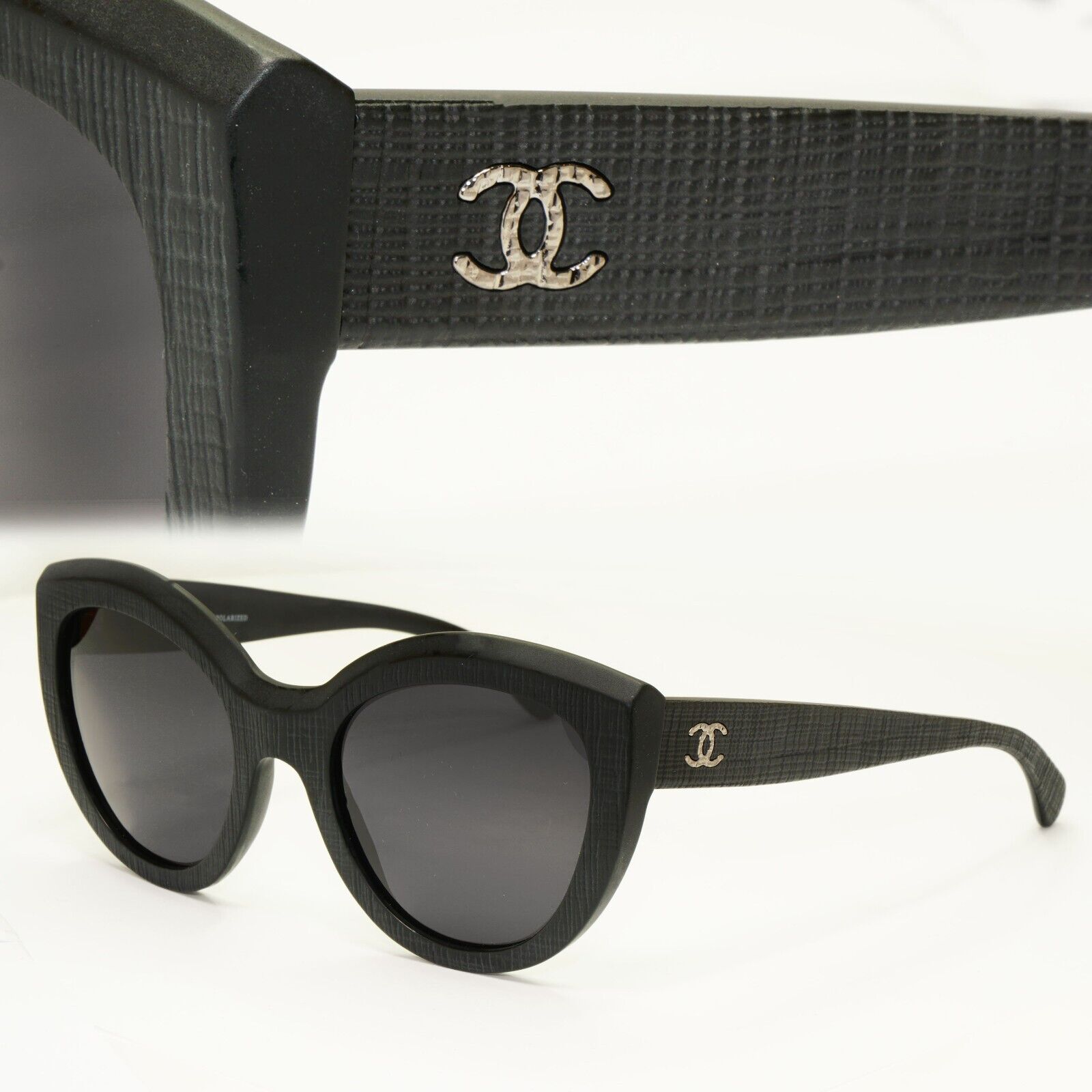 Chanel Sunglasses Matte Black Square Tweed Pattern 5331 c.501/S8 140124