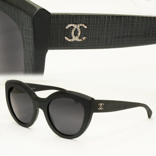Chanel Sunglasses Matte Black Square Tweed Pattern 5331 c.501/S8 140124