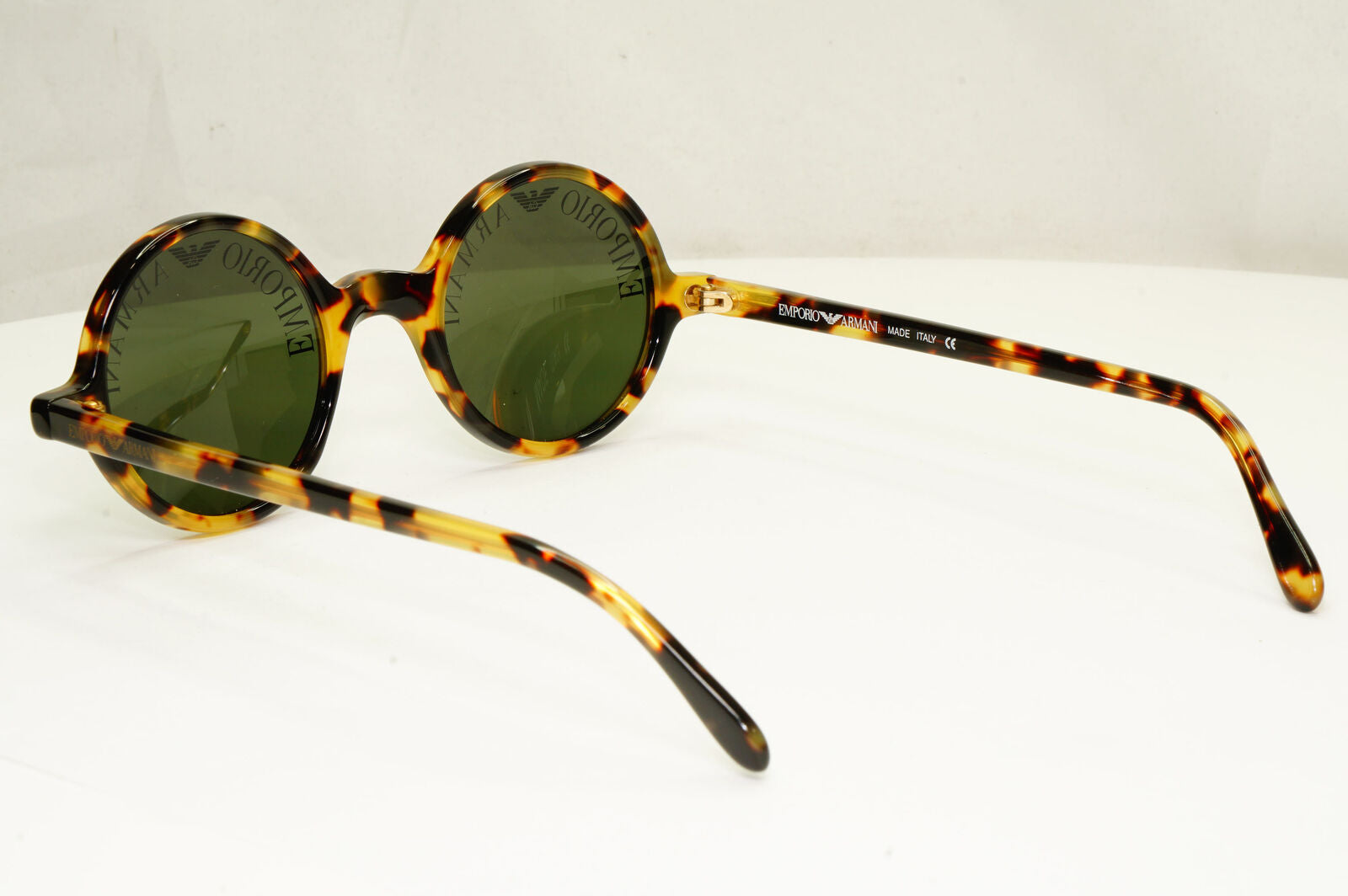 Emporio Armani 1997 Vintage Sunglasses Round Lens Logo Print Brown 523-S 053