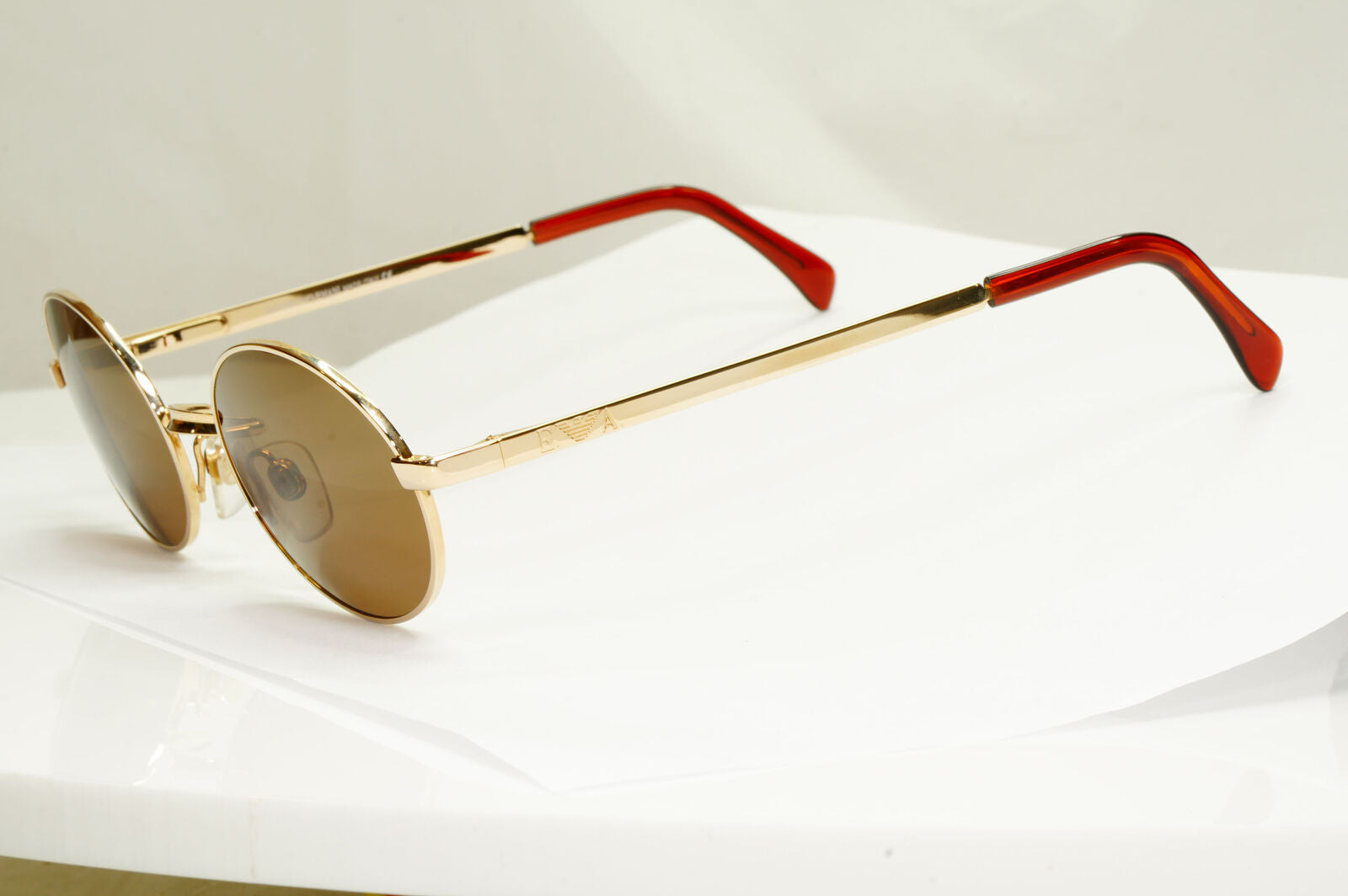 Emporio Armani Sunglasses 1997 Vintage Gold Brown Metal Oval 076 743 50mm C
