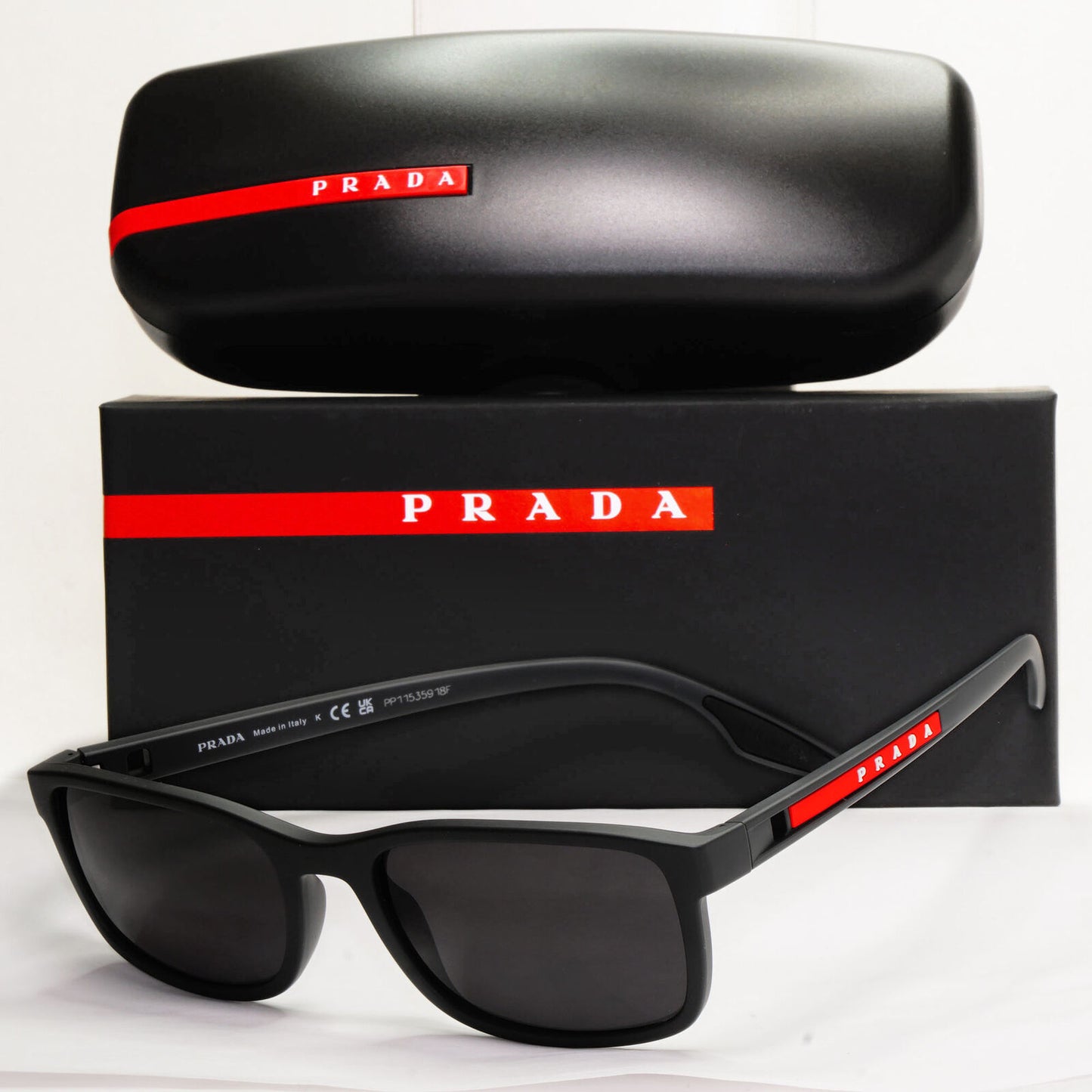 Prada Sunglasses Grey Rubber Matte Square Black PS09OV VPS 09O UFK-1O1 55mm