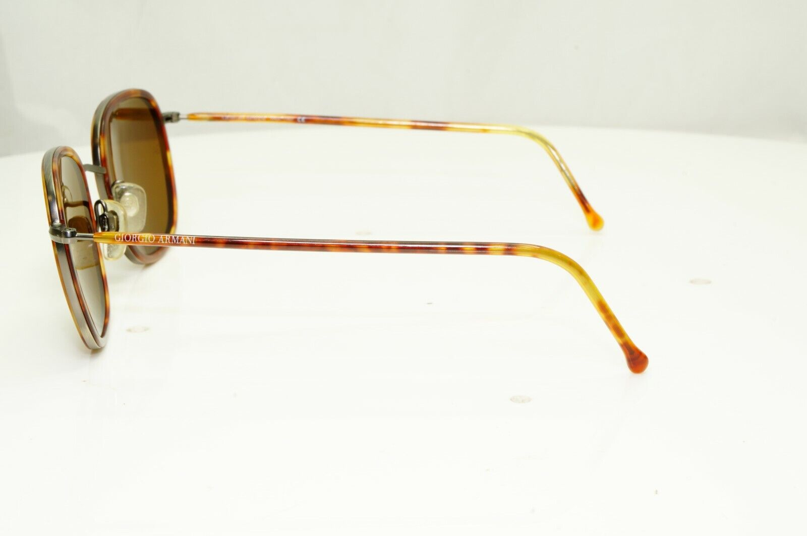 Giorgio Armani 1997 Vintage Sunglasses Brown Tortoise Square Glass Lens 649 943